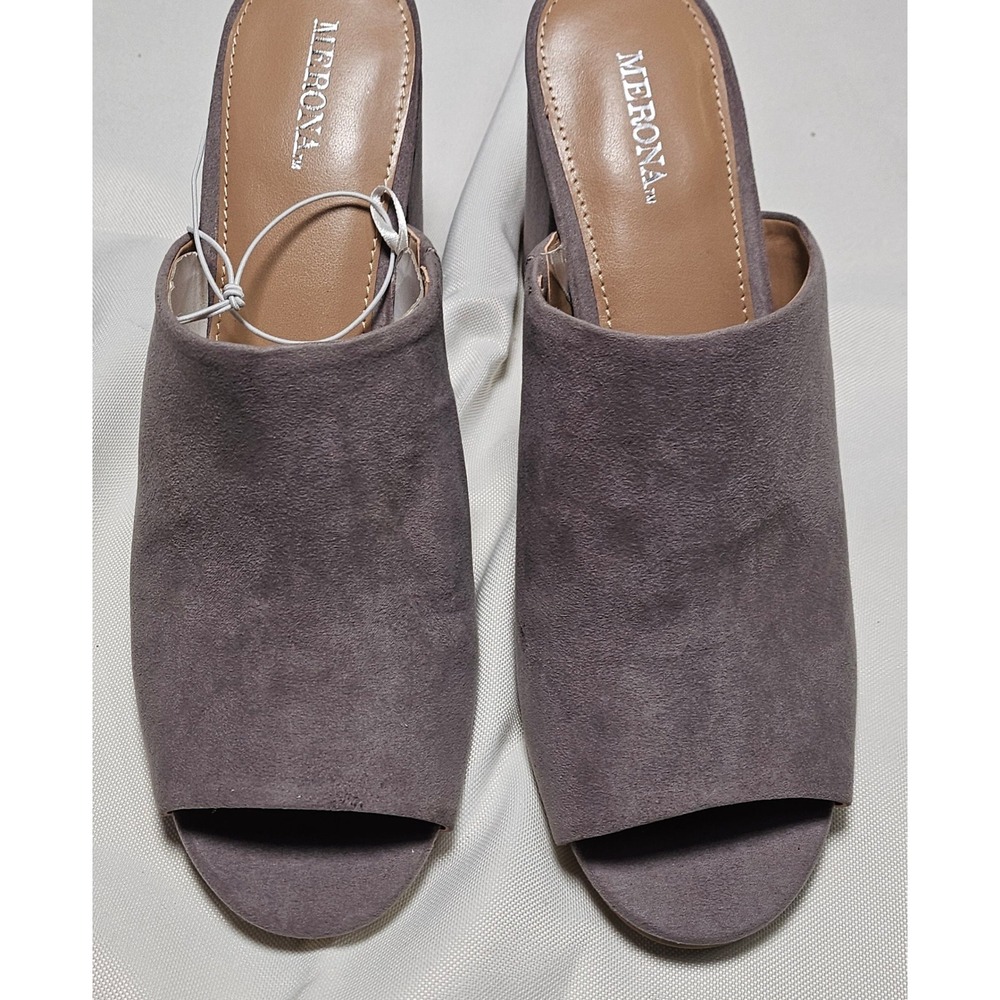 Merona DIDI Gray Suede Block Heel Mule Shoes Women's Size 8.5 New - Picture 6 of 14